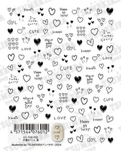 Load image into Gallery viewer, TSUMEKIRA 【ES】HAND DRAWN HEARTS BLACK | ES-THE-002
