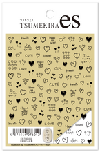 Load image into Gallery viewer, TSUMEKIRA 【ES】HAND DRAWN HEARTS BLACK | ES-THE-002
