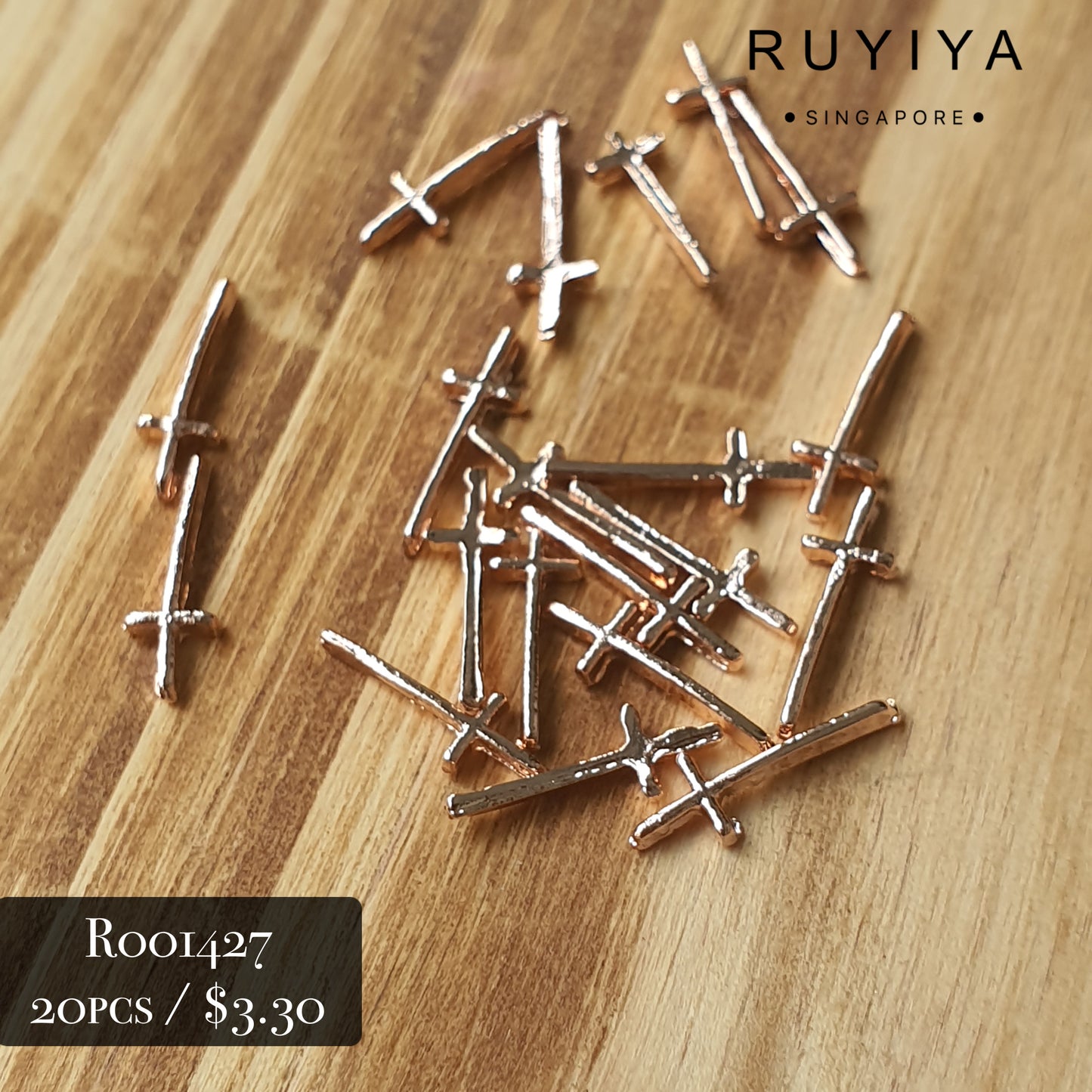 ROSE GOLD SKINNY CRUCIFIX CHARM R001427