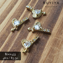 Load image into Gallery viewer, GOLD ARROWED HEART CRYSTAL CHARM R001433