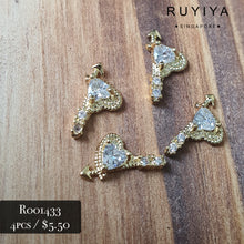 Load image into Gallery viewer, GOLD ARROWED HEART CRYSTAL CHARM R001433