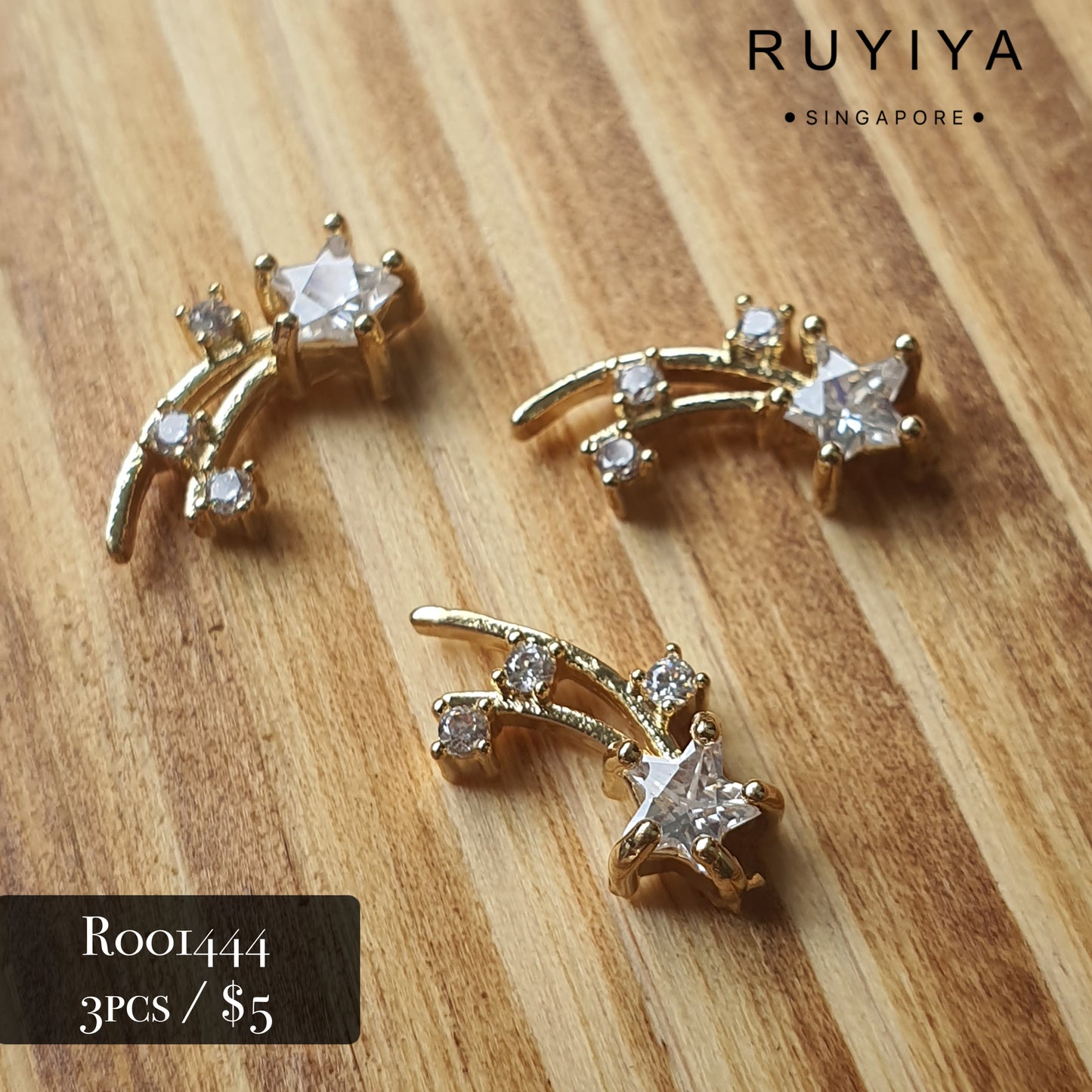 GOLD SHOOTING STAR CRYSTAL CHARM R001444