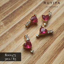 Load image into Gallery viewer, GOLD RUBY ARROWED HEART CRYSTAL CHARM R001475
