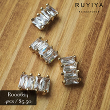 Load image into Gallery viewer, GOLD JOINT RECTANGLE CRYSTAL CHARM R000624
