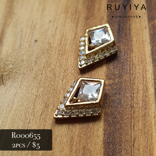 GOLD DIAMOND-FRAMED CRYSTAL CHARM R000655