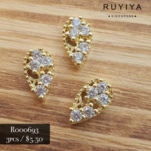 Load image into Gallery viewer, GOLD TEARDROP SUSPENDED CRYSTAL CHARM R000693