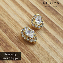 Load image into Gallery viewer, GOLD SMALL TEAR DROP CRYSTAL CHARM R000724