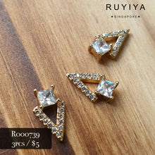 Load image into Gallery viewer, GOLD TRIANGLE WITH SQUARE CRYSTAL CHARM R000739