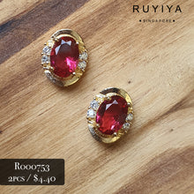 Load image into Gallery viewer, GOLD OVAL RUBY CRYSTAL CHARM R000753