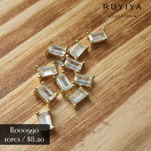 Load image into Gallery viewer, GOLD SHORT RECTANGLE CRYSTAL CHARM R000990