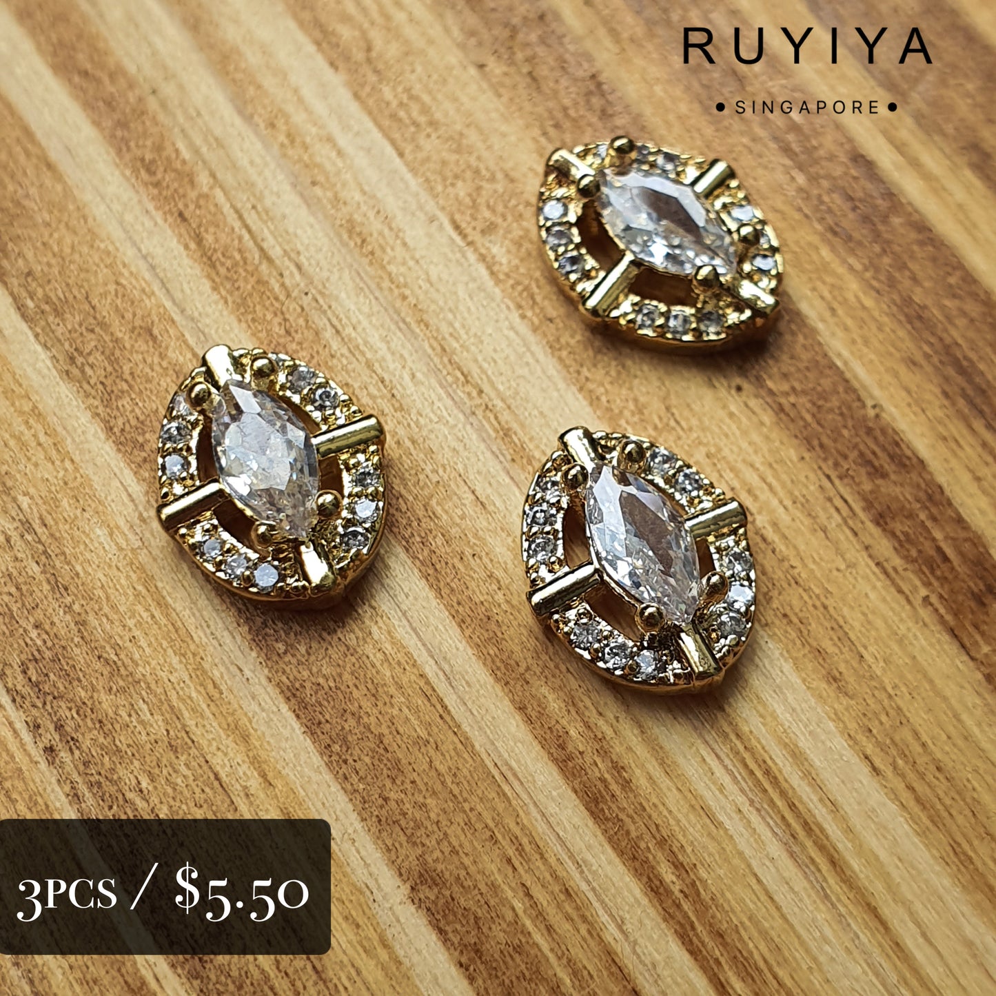 GOLD BRILLIANT HEART CRYSTAL CHARM R001651