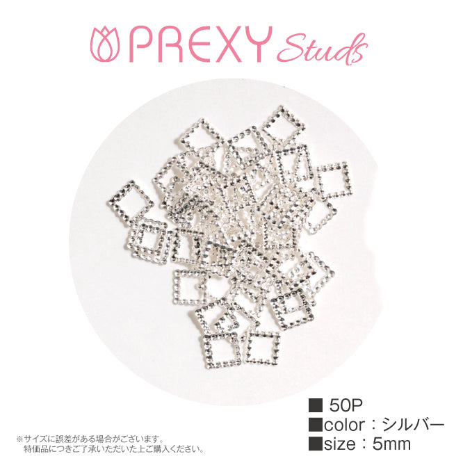 PREXY STUDS DESIGN FRAME SQUARE SILVER PRX4840