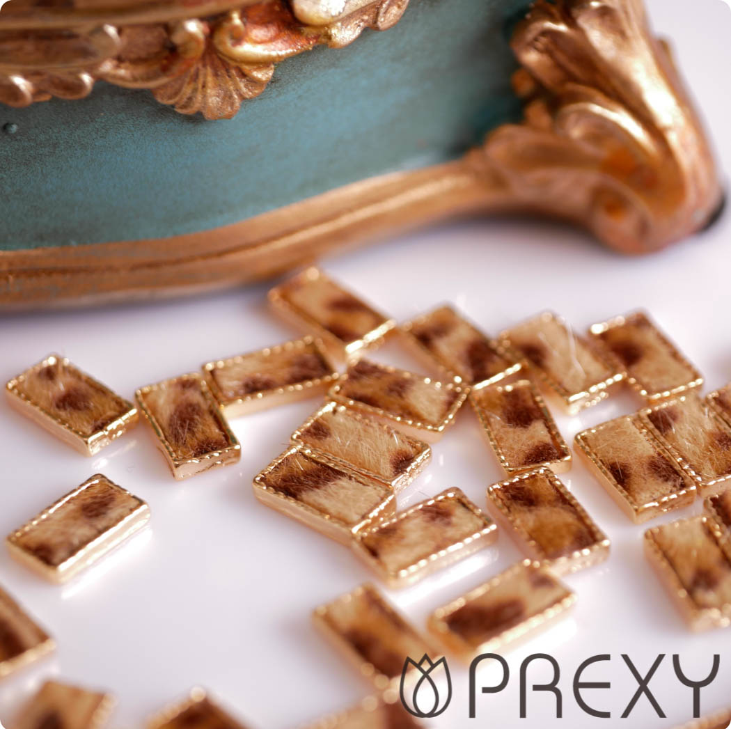 LEOPARD FUR STONE LONG SQUARE BEIGE SPRX6488