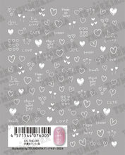 Load image into Gallery viewer, TSUMEKIRA 【ES】HAND DRAWN HEARTS WHITE | ES-THE-001
