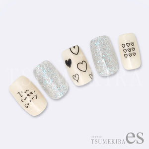 TSUMEKIRA 【ES】HAND DRAWN HEARTS BLACK | ES-THE-002