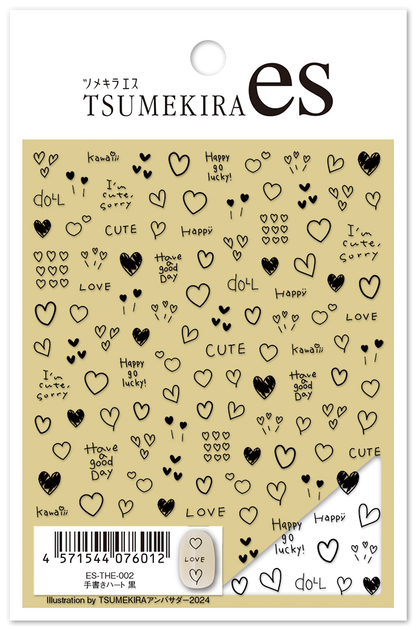 TSUMEKIRA 【ES】HAND DRAWN HEARTS BLACK | ES-THE-002
