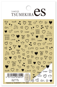 TSUMEKIRA 【ES】HAND DRAWN HEARTS BLACK | ES-THE-002