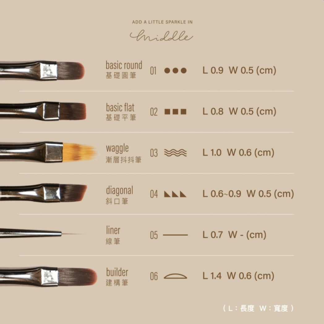 MIDDLE BY RUYIYA NAIL BRUSH - CRYSTAL HANDLE SERIES