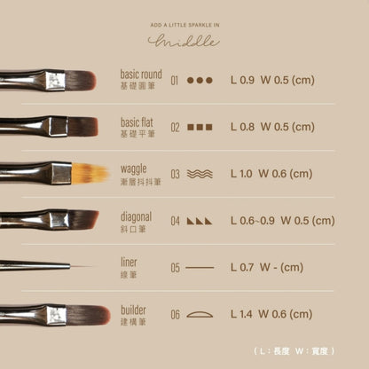 MIDDLE BY RUYIYA NAIL BRUSH - CRYSTAL HANDLE SERIES