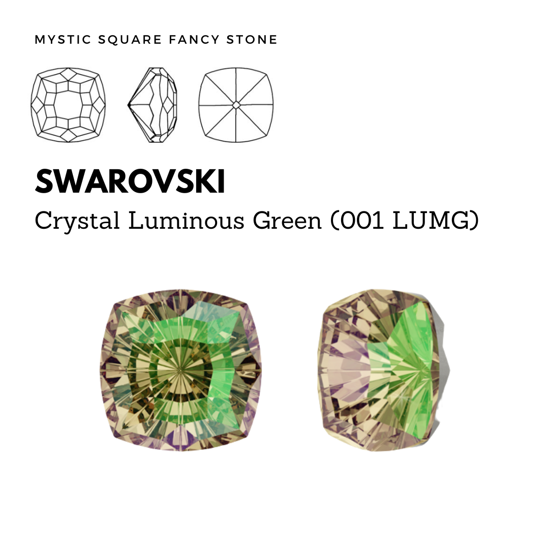 SWAROVSKI 4460 MYSTIC SQUARE CRYSTAL LUMINOUS GREEN