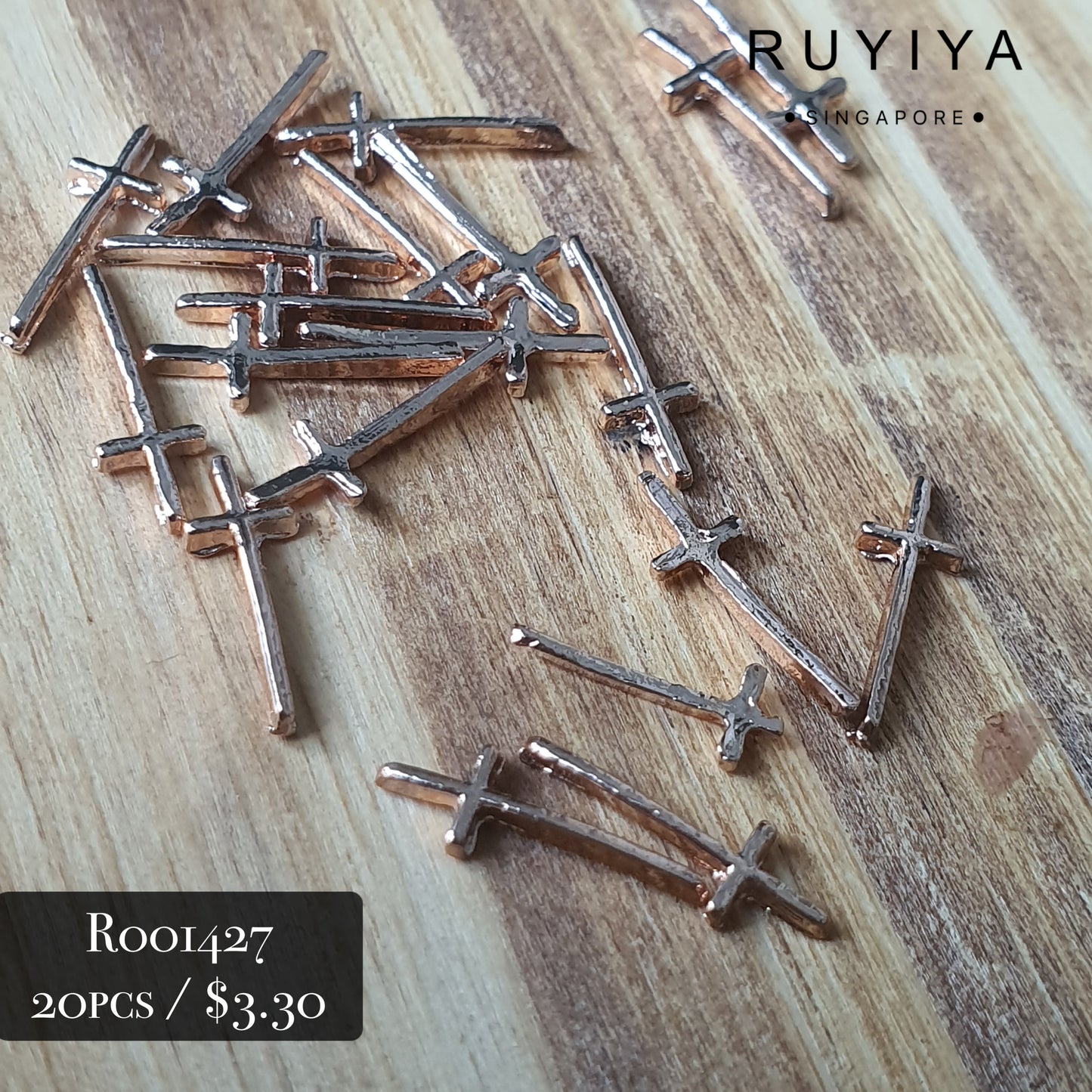 ROSE GOLD SKINNY CRUCIFIX CHARM R001427