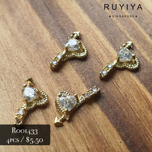 Load image into Gallery viewer, GOLD ARROWED HEART CRYSTAL CHARM R001433
