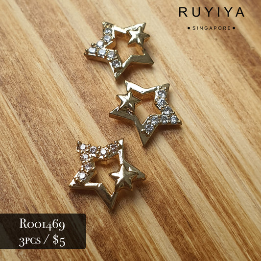 GOLD A-STAR CRYSTAL CHARM R001469