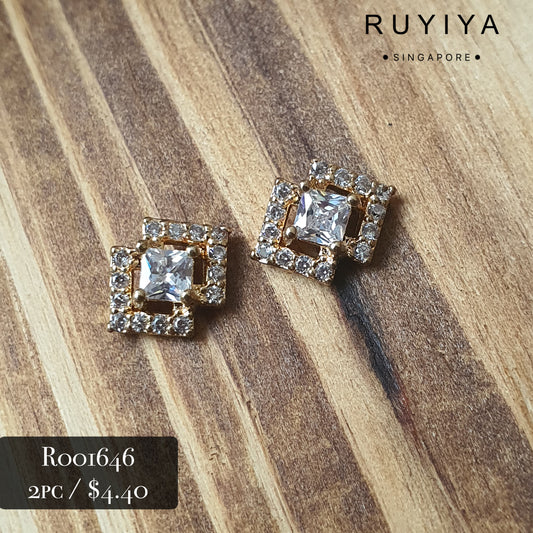 GOLD DIAMOND DOUBLE FRAME CRYSTAL CHARM R001646