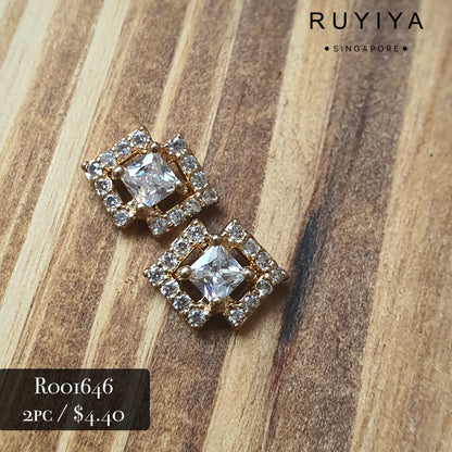 GOLD DIAMOND DOUBLE FRAME CRYSTAL CHARM R001646