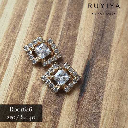 GOLD DIAMOND DOUBLE FRAME CRYSTAL CHARM R001646