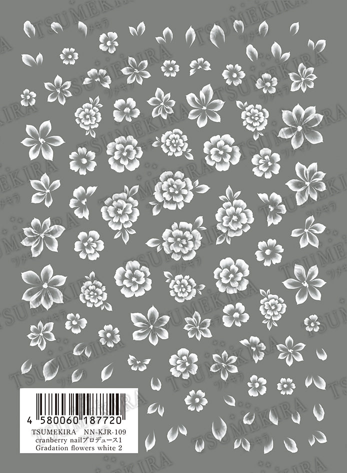 TSUMEKIRA CRANBERRY NAIL × GRADATION FLOWERS WHITE | NN-KJR-109