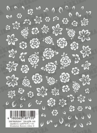 TSUMEKIRA CRANBERRY NAIL × GRADATION FLOWERS WHITE | NN-KJR-109