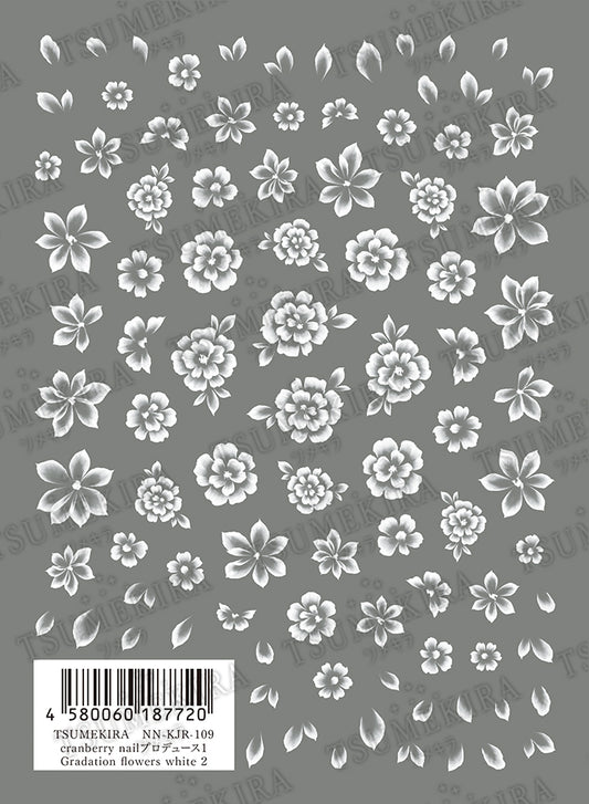 TSUMEKIRA CRANBERRY NAIL × GRADATION FLOWERS WHITE | NN-KJR-109