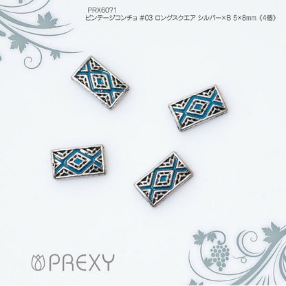 VINTAGE CONCHO #3 LONG SQUARE SILVER PRX6071