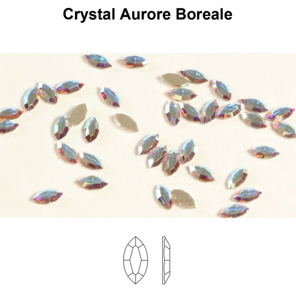 SWAROVSKI 2200 NAVETTE FLAT BACK AB