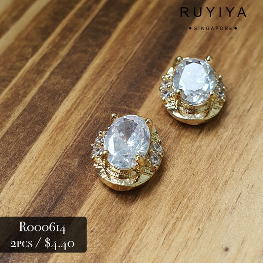 GOLD BRILLIANT CRYSTAL GEMSTONE CHARM R000614