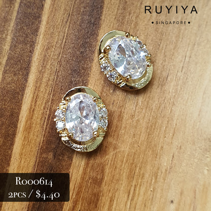 GOLD BRILLIANT CRYSTAL GEMSTONE CHARM R000614