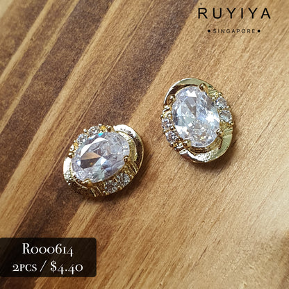 GOLD BRILLIANT CRYSTAL GEMSTONE CHARM R000614