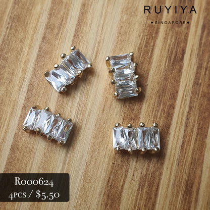 GOLD JOINT RECTANGLE CRYSTAL CHARM R000624