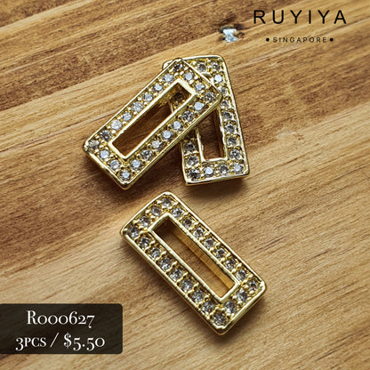 GOLD DUAL FRAME RECTANGLE CHARM R000627