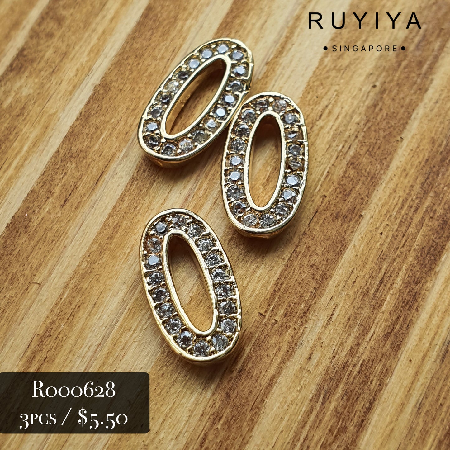 GOLD DUAL FRAME OVAL CHARM R000628