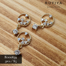 Load image into Gallery viewer, GOLD CIRCULAR DANGLING CRYSTAL CHARM R000639
