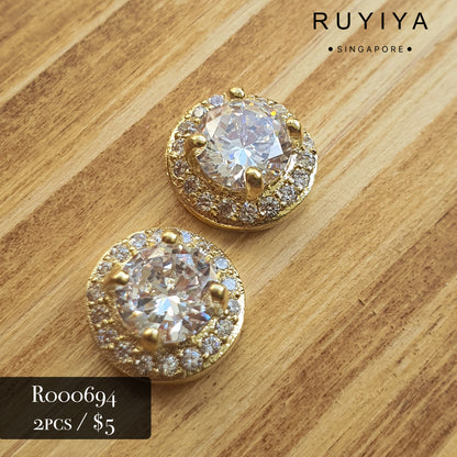 GOLD BRILLIANT ROUND CRYSTAL CHARM R000694