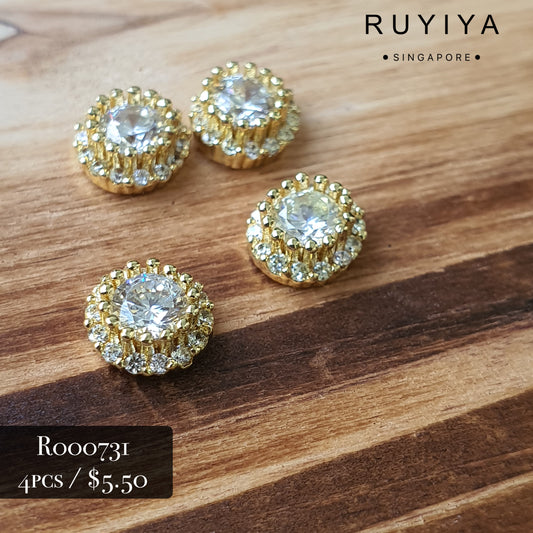 GOLD SMALL ROUND BRILLIANT CRYSTAL CHARM R000731