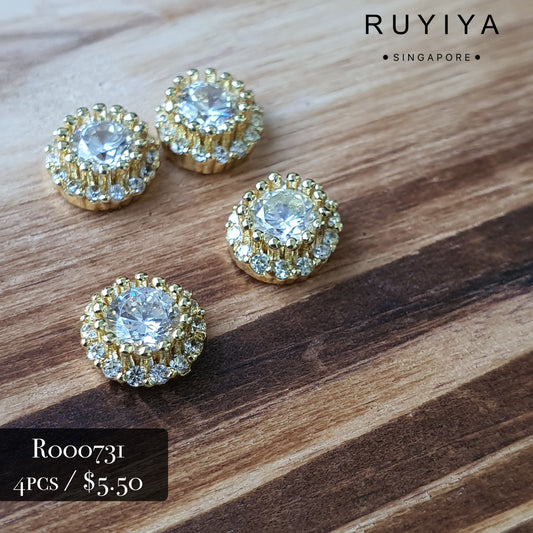 GOLD SMALL ROUND BRILLIANT CRYSTAL CHARM R000731