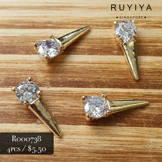 GOLD CRYSTAL RIVET CHARM R000738