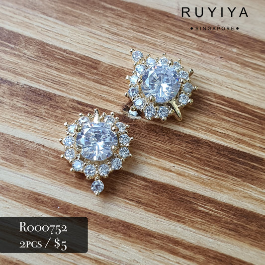 GOLD ROUND BRILLIANT CRYSTAL CHARM R000752