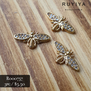 GOLD CRYSTAL-WINGED BEE CHARM R000757