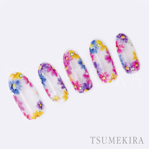 TSUMEKIRA CRANBERRY NAIL × COLORFUL FLOWERS | NN-KJR-110