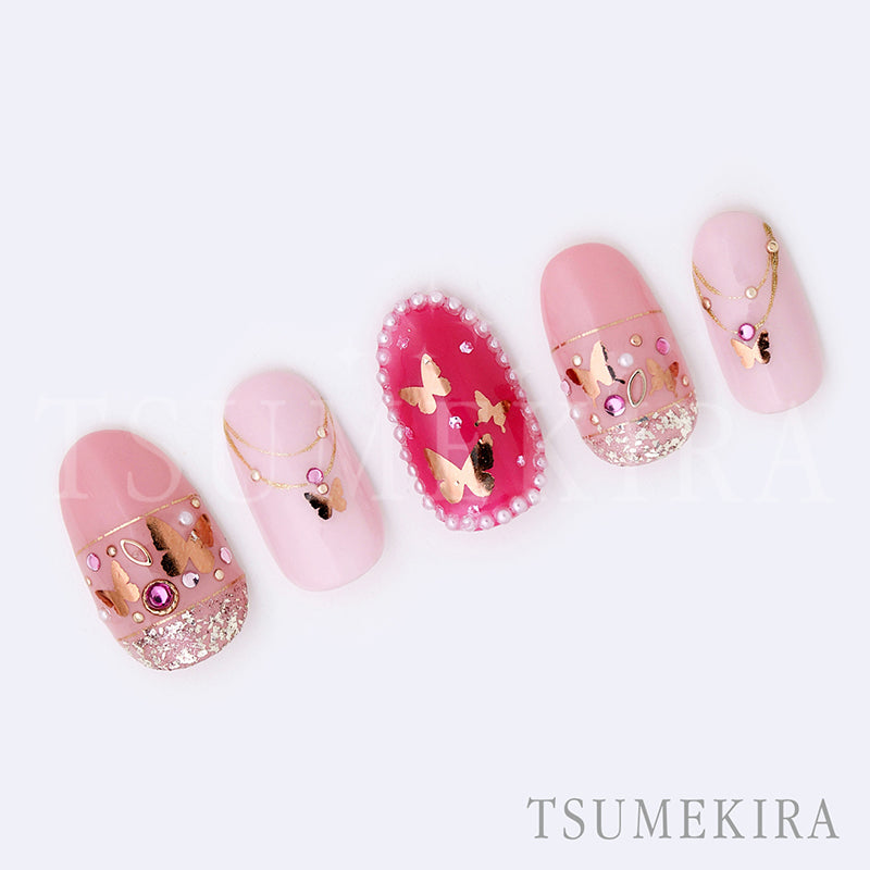 TSUMEKIRA BUTTERFLY SILHOUETTE PINK GOLD | SG-BSA-104